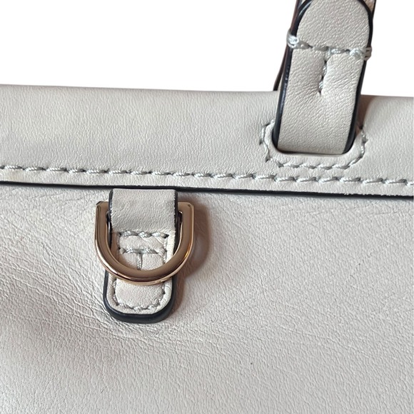 Tory Burch Block T Leather Satchel Ivory Bag Crossbody Strap - Picture 7 of 16